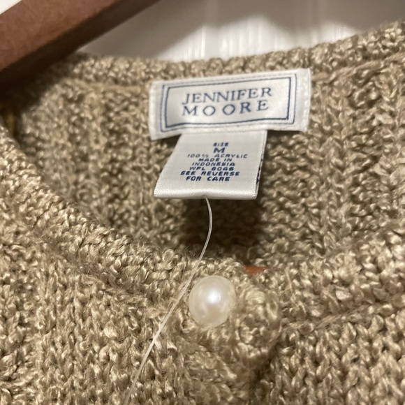 Jennifer Moore Womens Tan/buff Long Sleeves Button Front Cardigan Sweater M - Picture 3 of 16